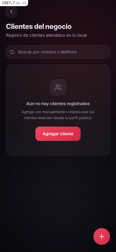Formulario para agregar un cliente y su registro en la lista de clientes del negocio.